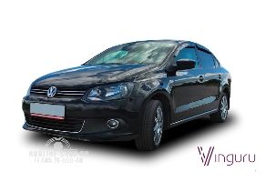 Дефлекторы окон Vinguru Volkswagen Polo 2010- сед накладные скотч к-т 4 шт., материал литьевой поликарбонат