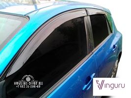 Дефлекторы окон Vinguru Mazda 3 I (BK) 2003-2008 хб накладные скотч к-т 4 шт., материал акрил