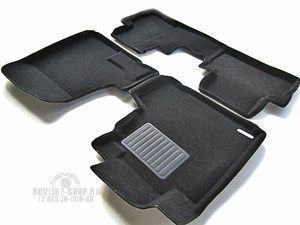 Текстильные коврики 3D в салон для HONDA CR-V (2006-2012) Euromat3D LUX черные