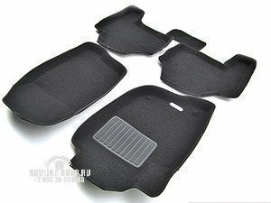 Текстильные коврики 3D в салон для MITSUBISHI Pajero Sport (2008-2015) Euromat3D LUX черные