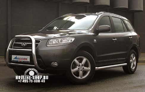 Решётка передняя мини d 76 высокая "Hyundai Santa Fe" 2006