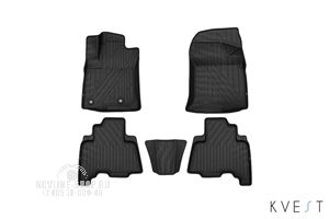 Коврики KVEST 3D в салон TOYOTA LC-150 Prado, 2013-, 5 шт. (полиуретан, черный, серый)