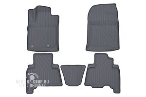 Коврики KVEST 3D в салон TOYOTA LC-150 Prado, 2013-, 5 шт. (полиуретан, серый, черный)