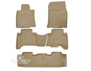 Коврики в салон TOYOTA Land Cruiser Prado 12/2009-2013, 5 шт., 7 мест. (полиуретан, бежевые)